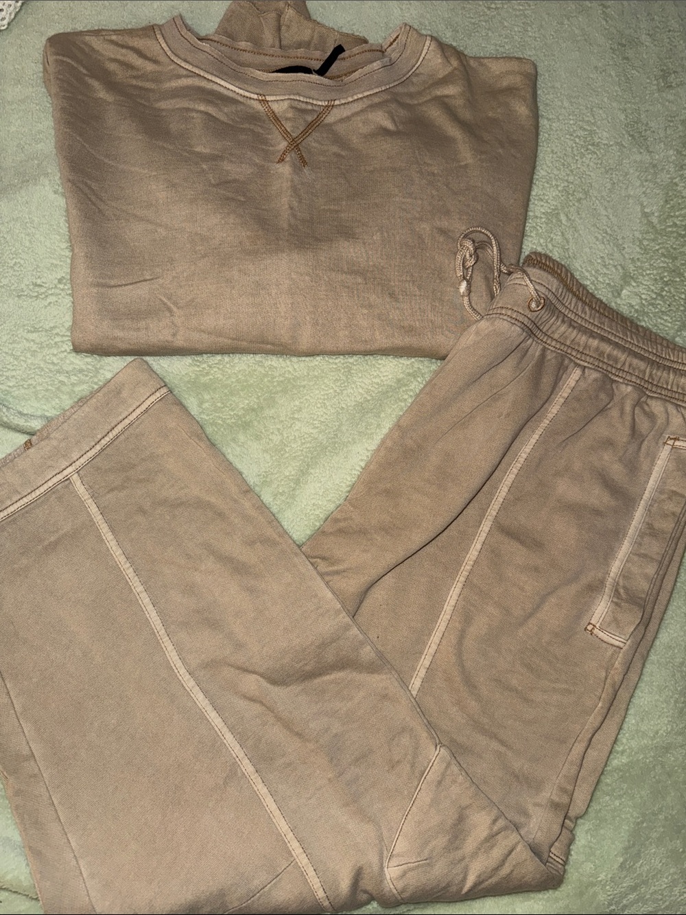 Out From Under Tan Sweat Set L NWOT